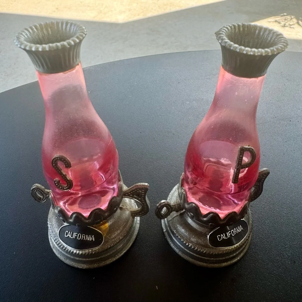 Vintage California Salt & Pepper Shakers Plastic Oil Lamp Lantern Base